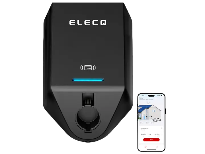 ElecQ Home H1 Level 2 EV charger mounted on a wall during installation