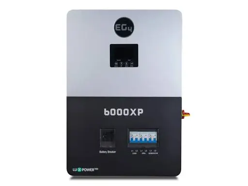 EG4 6000XP off-grid inverter mounted on a wall during installation