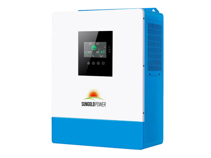 SunGold Power 5000W 48V all-in-one solar inverter in a workshop test setup