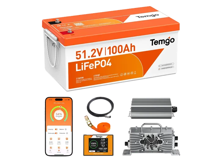 Timgo 48V 100Ah lithium battery with external display monitor