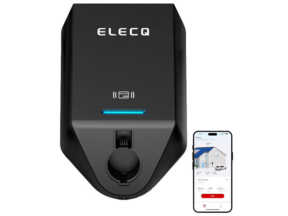 ElecQ Home H1 Level 2 EV charger mounted on a wall during installation